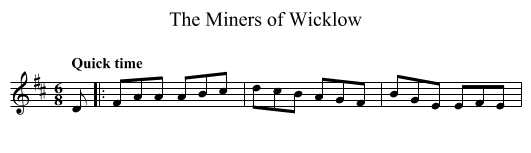 Miners of Wicklow, The - staff notation