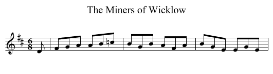 Miners of Wicklow, The - staff notation