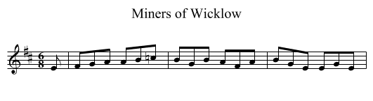Miners of Wicklow - staff notation