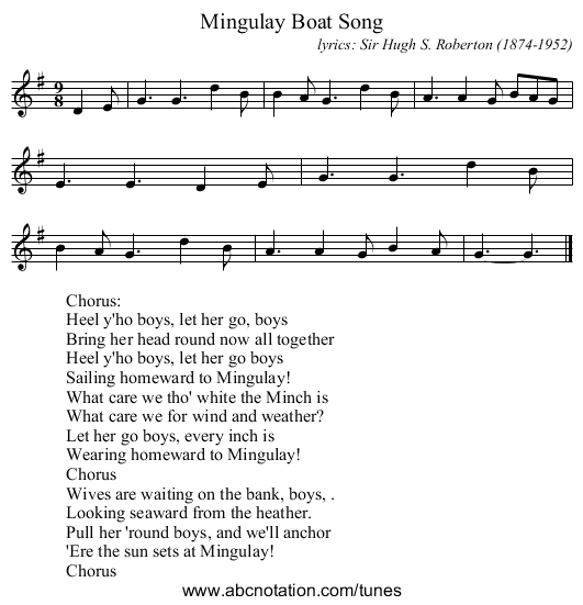 Mingulay Boat Song - staff notation