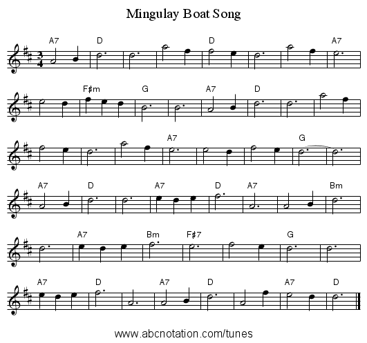 Mingulay Boat Song - staff notation