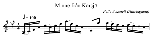 Minne från Karsjö - staff notation