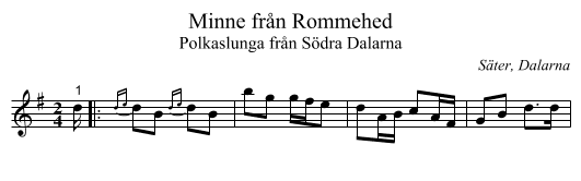 Minne från Rommehed - staff notation