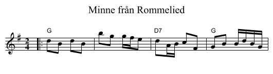 Minne fr&aring;n Rommelied - staff notation