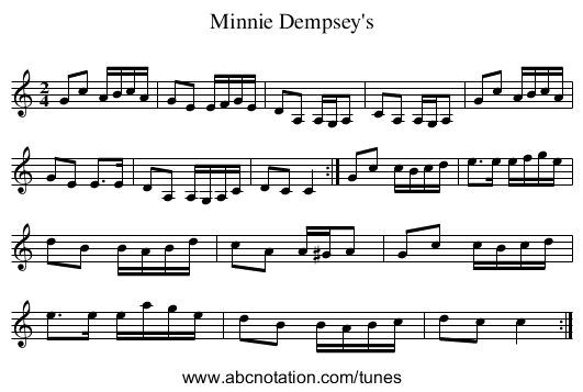 Minnie Dempsey's - staff notation