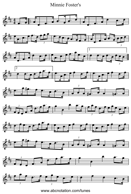 Minnie Foster's - staff notation