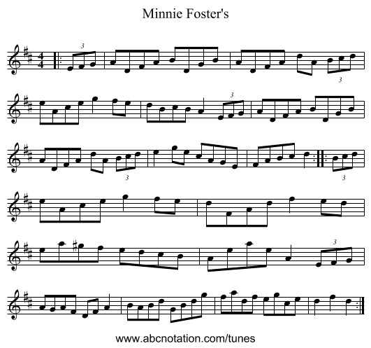 Minnie Foster's - staff notation