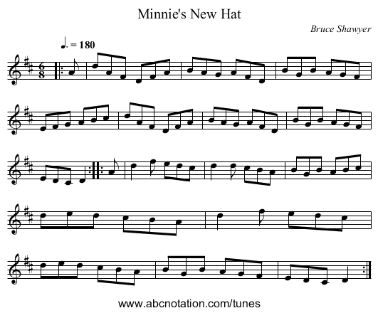Minnie's New Hat - staff notation