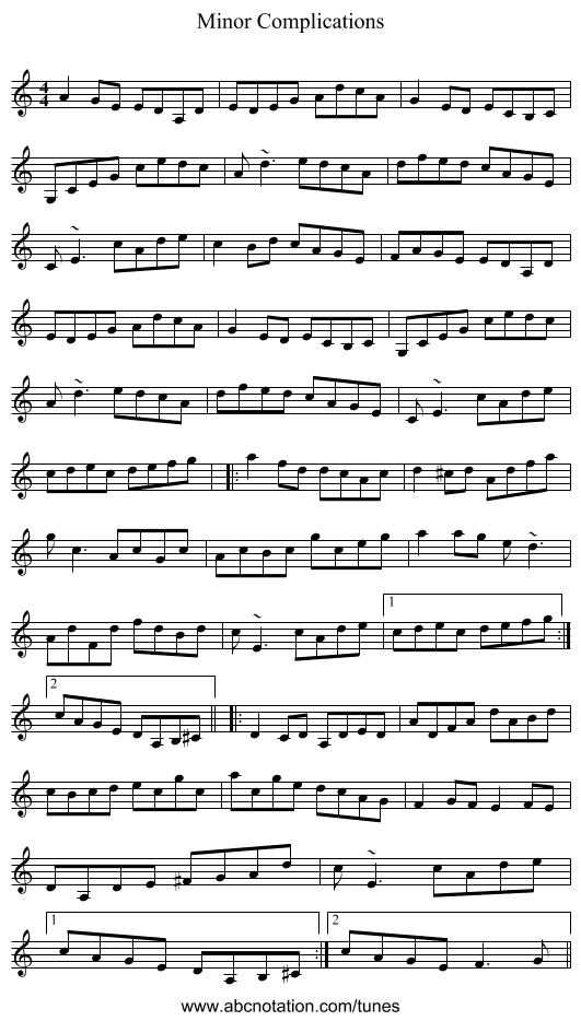 Minor Complications - staff notation