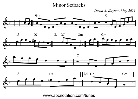 Minor Setbacks - staff notation