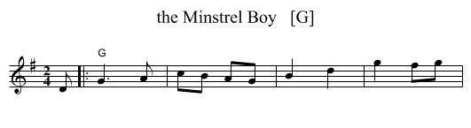Minstrel Boy   [G], the  - staff notation