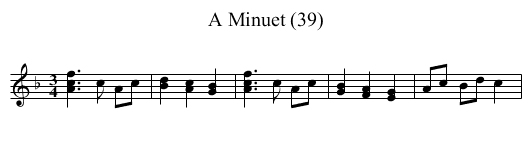 Minuet (39), A - staff notation