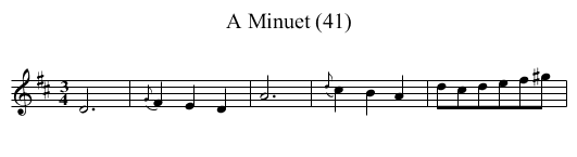 Minuet (41), A - staff notation