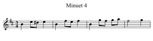 Minuet 4 - staff notation