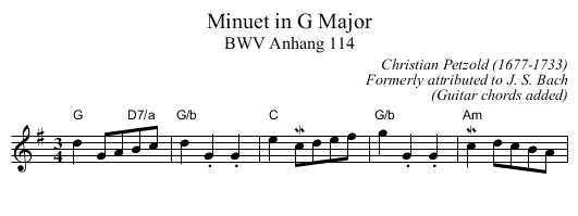 Minuet in G Major - staff notation
