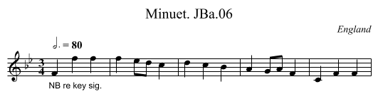 Minuet. JBa.06 - staff notation