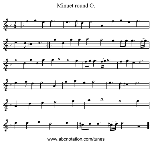 Minuet round O. - staff notation