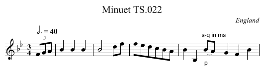 Minuet TS.022 - staff notation