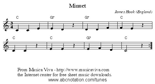 Minuet - staff notation