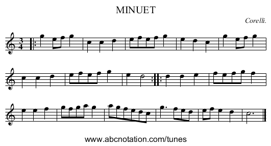 MINUET - staff notation