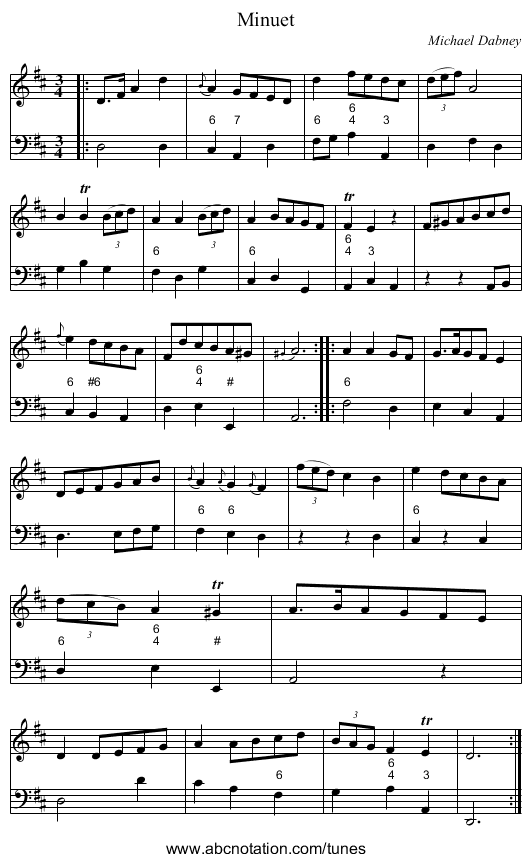 Minuet - staff notation