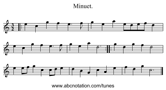Minuet. - staff notation