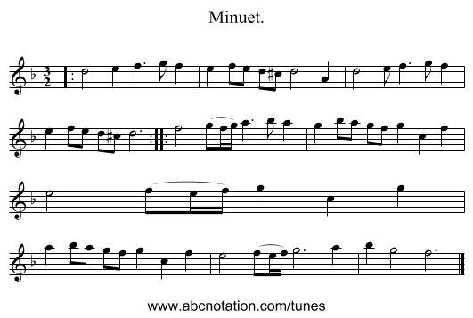 Minuet. - staff notation