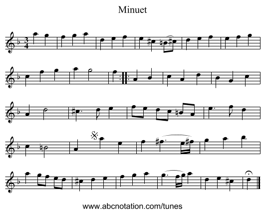 Minuet - staff notation