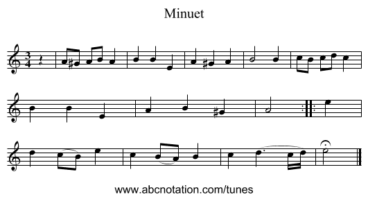 Minuet - staff notation