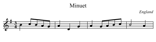 Minuet - staff notation