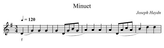 Minuet - staff notation