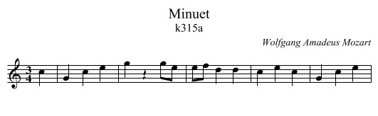 Minuet - staff notation