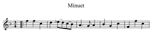 Minuet - staff notation