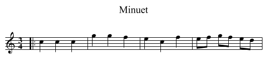 Minuet - staff notation
