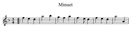 Minuet - staff notation