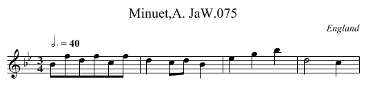 Minuet,A. JaW.075 - staff notation