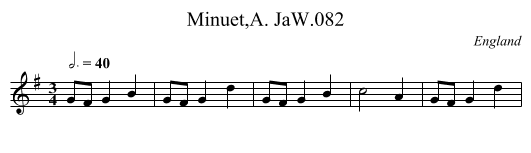 Minuet,A. JaW.082 - staff notation