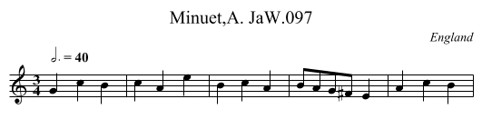 Minuet,A. JaW.097 - staff notation