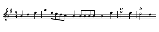 Minuet,(Melody). BC.50 - staff notation