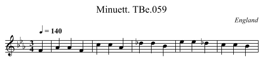 Minuett. TBe.059 - staff notation
