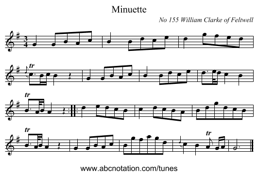 Minuette - staff notation