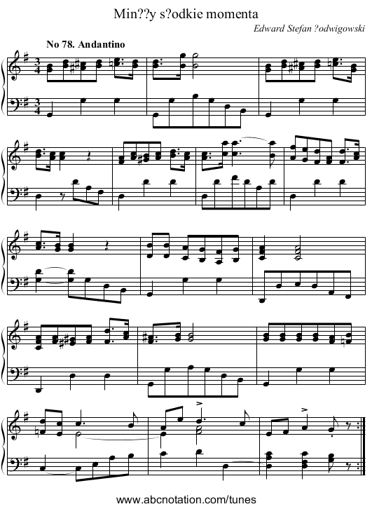 Min??y s?odkie momenta - staff notation