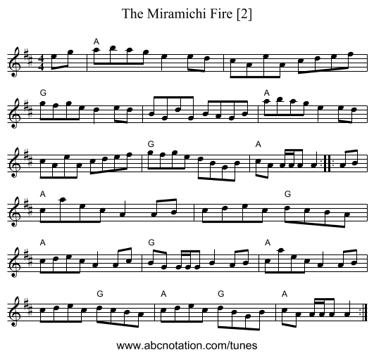 Miramichi Fire [2], The - staff notation
