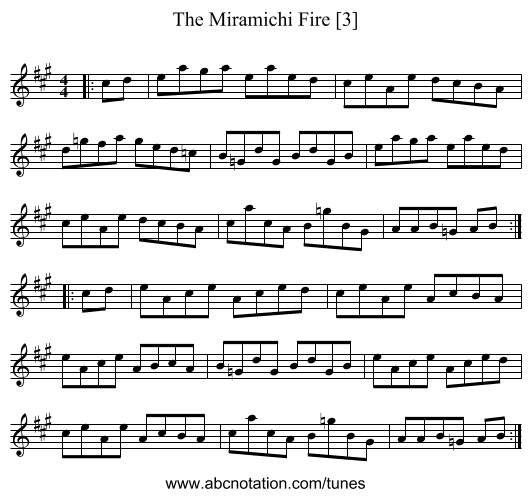 Miramichi Fire [3], The - staff notation