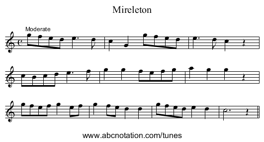 Mireleton - staff notation