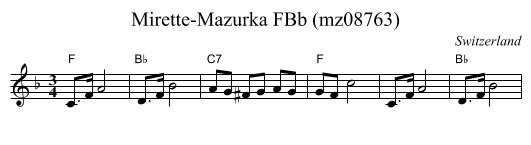 Mirette-Mazurka FBb (mz08763) - staff notation