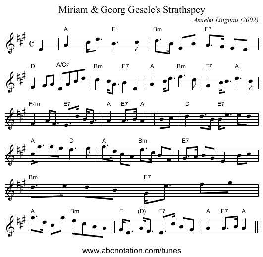 Miriam & Georg Gesele's Strathspey - staff notation