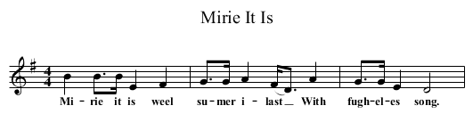 Mirie It Is - staff notation