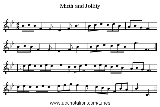 Mirth and Jollity - staff notation