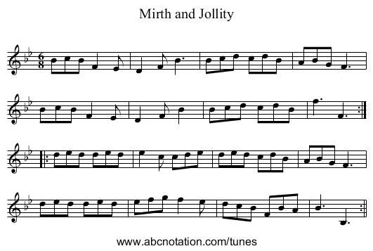 Mirth and Jollity - staff notation